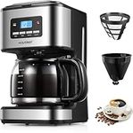 HOUSNAT Filter Coffee Machine, Programmable Drip Coffee Maker, Advanced Showerhead Technology, Fast Brewing & 24 Hours Timer & 40 Min Keep Warm Function, 1.8L Capacity, 12 Cup