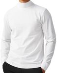 ZSJR Mens Mock Neck T Shirts Pullover High Neck Turtleneck Premium Long Sleeve Sweaters for Men, White, Small