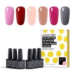 Lagunamoon Gel Nail Polish Set,Mixed 6 Colours Pink Nude Grey Red Gel Nail Polish Soak Off UV LED Manicure Set Requires Drying Under Nail Lamp-Love Spectrum