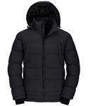 Wantdo Men's Thicken Puffer Jacket Insulated Water-Resistant Warm Winter Coat with Hood, Black, X-Large