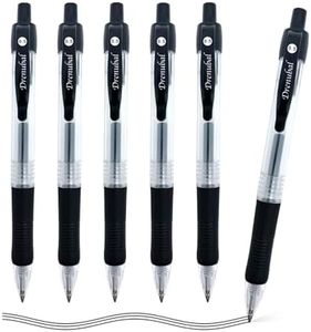 Drenubal 6 Pack Black Gel Pens, Retractable Pens with 0.5mm Medium Point, Smoothly Writing, Good Thickness and Nonslip Design, Comfortable to Hold Writing, for Office School Home Work