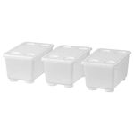 Ikea GLIS Storage Box With Lid, to keep pens, pencils and small accessories, Transparent(17x10 cm)Pack Of 3, Acacia