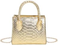 GORGLITTER Women's Small Crossbody Bag Metallic Crocodile Print Double Handle Satchel Shoulder Bag Purse Gold One Size