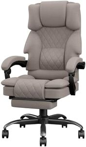 PZDO Computer Desk Chair, Ergonomic Office Chair with Footrest for Adults, Fabric, Big and Tall Desk Chairs, Back Support Executive Office Chair, Heavy Duty Gaming Chairs, Swivel, Light Brown