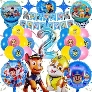 Globos Patrulla Canina 2 Años, Decoración Cumpleaños Patrulla Canina para Niños, Globos Patrulla Canina Cumpleaños Bluey, Feliz Cumpleaños, Guirnalda Globos, Decoración Fiesta para Ni�ños y Niñas