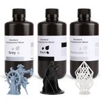 ELEGOO 3KG Standard LCD UV-Curing Photopolymer 405nm 3D Printer Resin for LCD 3D Printers Resin (Grey+Black+Translucent,3KG)