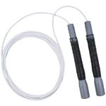 EliteSRS Beginner Jump Rope with Long Handles, Comfortable Foam Grip, Forgiving Pvc Cord for Fitness, Cardio Training Silver/White