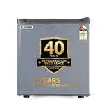 ROCKWELL 47L Mini Fridge with Freezer, 2 Star, 5 Year Warranty, Direct Cool Technology, Adjustable Shelves, Ideal for Bedroom, Small Spaces, Hostels, and Offices, Grey