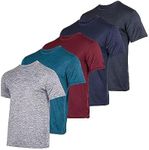 5 Pack: Boys Girls Active Athletic Quick Dry Dri Fit Short Sleeve T-Shirts Crew Neck Tops Teen Gym Undershirts Tees Youth Basketball Clothes Moisture Wicking Tshirt-Set 1,Large (12-14)