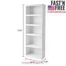 [HOT SALE] Framed 5-Shelf Bookcase with Adjustable Shelves, White, NEW USA