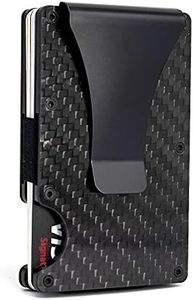 AhTai Carbon Fiber Wallet for Men - Minimalist with Metal Money Clip Slim RFID Blocking Mens with Gift Box Cash Credit Card Holder, black