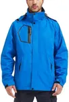 Kugnala Men's Rain Jacket Waterproof Raincoat Hood Lightweight Windproof Windbreaker Jackets for Men Outdoor Hiking Cycling Travel Blue 3XL