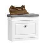 SoBuy Hallway Shoe Bench Shoe Rack Shoe Cabinet with Seat Cushion and Flip-drawer White W60 x D24 x H51cm FSR82-K-W