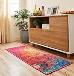 Amazon Brand - Solimo 3D Printed Abstract Bedside Runner Carpet with Anti Skid Backing for Bedroom |Living Room |Office (55x140 cm), Polyester, Multi-Coloured