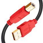Hftywy Printer Cable 20ft USB Printer Cable USB 2.0 Printer Scanner Cable USB Type A Male to B Male Cord for HP, Canon, Dell, Lexmark, Epson, Xerox, Samsung & More - Red
