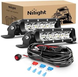 Nilight - ZH025 2PCS 7 Inch 30W Super Slim Spot Led Light Bar Driving Fog Light Single Row Off Road LED Lights and Off Road Wiring Harness- 2 Leads