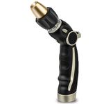 RESTMO Hose Nozzle Sprayer, Heavy Duty Brass Head, High Pressure Metal Water Hose Nozzle for Car Washing, Garden Cleaning, Lawn and Plant Watering, Adjustable Thumb Flow Control, 4 Spray Patterns