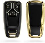 kwmobile Key Cover Compatible with Audi 3 Button Car Key Smart Key (only Keyless Go) - Car Key Fob Case Protector - Black/Gold