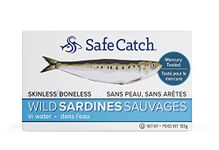 Safe Catch Wild Sardines in Water Skinless Boneless Wild-Caught Sardine Fillets Lowest Mercury Limit, Keto Food Kosher Non-GMO Sardines Pack of 12, 4.4oz Tins