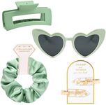 4 PCS Bridesmaid Proposal Gifts Bridesmaid Hair Clips Bridesmaid Scrunchies Bridesmaid Sunglasses Bridal Shower Gifts Silk Satin Soft Hair Accessories Bridesmaid Wedding Favor Women Girls(Green)