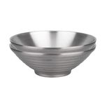 IMEEA 2-Piece Double Layer Ramen Noodle Soup Bowl SUS304 Stainless Steel Serving Bowl for Udon Soba Pho Pasta Salad Cereal (22cm)