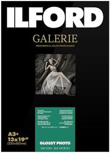 ILFORD Galerie 13x19” (25 sheets) Glossy Photo with high-gloss smooth surface, Instant Dry Archival Photo Inkjet Paper 10mil / 260gsm for Dye and Pigment ink printers, Made in Germany