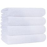 POLYTE Quick Dry Lint Free Microfibre Bath Towel, 76 x 145 cm, Pack of 4 (White)