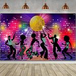 Disco Party Supplies, Large Fabric 70s 80s 90s Disco Dance Backdrop for Disco Party Birthday Photography Neon Night Vintage Let's Glow Crazy Shining Photo Booth Background