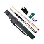 Billiedge Combo Bridge Billiards Snooker and Pool Half Cue, Hard cue case (Black), One Black Glove Two Chalk and Six Tips