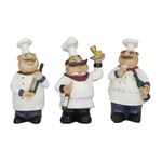 Deco 79 Polystone Chef Sculpture, Set of 3 5", 4", 6" H, White