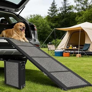 Hunderampe Klappbare Auto 63" × 17", 160cm, Faltbare Haustierrampe für Große Hunde mit Rutschfestem Teppichbelag, Tragbare Hunderampe für SUV, PKW & LKW