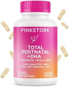 Pink Stork Total Postnatal Vitamin & DHA: Postpartum Multivitamin with Iron, B-Complex, & Folate, Breastfeeding Vitamins for Moms, Post Pregnancy Prenatal Vitamin, Women-Owned, 60 Capsules