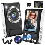 Digital Camera,Bofypoo 4K Autofocus Vlogging Camera with 32G Memory Card Front and Rear Dual Cameras,48MP Compact Digital Camera with 16X Digital Zoom for Beginners(Black)