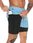 Men's 2 in 1 Workout Running Shorts 5" Quick Dry Athletic Shorts Lightweight Gym Training Short for Men with Phone Pockets