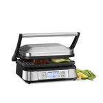 Cuisinart Contact Griddler with Smoke-Less Mode, 175°-450°F with Sear Function, LCD Display, Silver (GR-6SC)