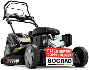 ONBEST Benzin Rasenmäher 5IN1 - Starke 6,5 PS, 4 Klingenschneidsystem & Sograd – 4 Takt Motor – 196 cm³ Hubraum – E-Start – 53 cm Schnittbreite – 60L Fangkorb – Radantrieb – Seitenauswurf