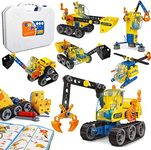 HOMETTER Building Toys for Age 5-12 Year Old Boys Gift, 6 in 1 Engineering Excavator Toys, Kids Stem Learning Toys Educational Building Kit