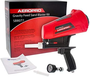 TCP Global Gravity Feed Sand Blaster Gun Kit - Hand Held Sand Blasting Spray Gun with 2 Ceramic Nozzle Tips and Air Regulator - Blast Abrasive Media, Soda, Bead, Walnut, Aluminum Oxide - Pneumatic