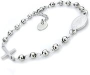 SAGA GIOIELLI® Men's Women's Rosary Bracelet Silver Steel Alloy Steel, Alloy Steel