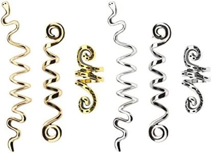 eMagTech 6PCS Viking Spiral Hair Beads Metal Braids Rings Celtic Dread Beard Dreadlock Beads Hair Coil Knot Hair Cuffs for Hair Decorating Braids Silver Gold