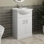 Affine 550mm Floorstanding Bathroom Vanity Unit & Basin Single Tap Hole White Gloss