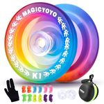 MAGICYOYO Kids Yoyo K1-Plus, Responsive Yoyo for Kids, Professional Stunt Yoyo for Beginner, Pro Trick Yoyo with Yoyo Storage Bag + 12 Yoyo Strings and Yo-Yo Glove Gift(Crystal Tricolour Gradient)