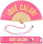 Fisura – Original folding fan with message or pattern. Handheld folding fan for women. Rave wood folding hand fan. Fans for wedding, party, and gift (Qué calor, Pink)