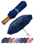 NEW Premium Dark Blue Umbrella Travel Umbrella Windproof Automatic Umbrella Portable Large Umbrella for Rain Umbrella Folding Umbrella for Women Mens Umbrella Wooden Handle Windproof Umbrella Compact