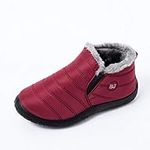 Women Fur Lined Warm Snow Ankle Boots Lady Winter Waterproof Slip on Shoes Size, Ultralight Footwear (red-BJ,9)