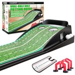 CHAMPKEY Golf Putting Mat Professional Dual-Hole Golf Putting Green with Gates and Mirror - Enhance Your Putting Game on All Skill Levels (Green)