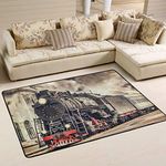 Mnsruu Vintage Retro Steam Train Area Rug Rugs for Living Room Bedroom 91cm x 61cm(3 x 2 feet)