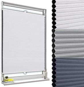 WOLTU Estor Persiana Plisada de Panal de Abeja sin Taladrar, 85x130cm Blanco, Cortina Enrollable Plisado 100% Opaca para Puerta y Ventana, Protección Visual, Protección Solar UV