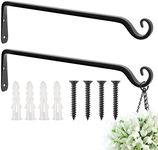 FEED GARDEN 15 Inch 2 Pack Hand-Forged Hanging Plant Bracket Heavy Duty Metal Plant Hangers for Outdoor Hanging Bird Feeders Lanterns Wind Chimes Black