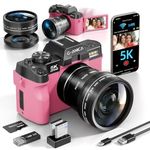 5K Digital Cameras for Photography，48MP/60FPS Video Camera for Vlogging, WiFi & App Control Vlogging Camera for YouTube, Small Camera with 32GB TF Card.Wide-Angle & Macro Lens